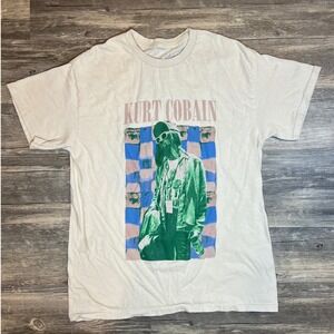 Kurt Cobain Nirvana Graphic Band Tee Shirt Medium Grunge Rock Vintage Style